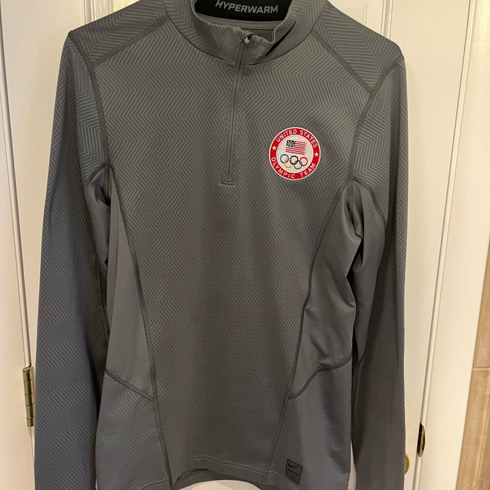 Nike Gray Hyperwarm Olympic Team Half-Zip Pullover